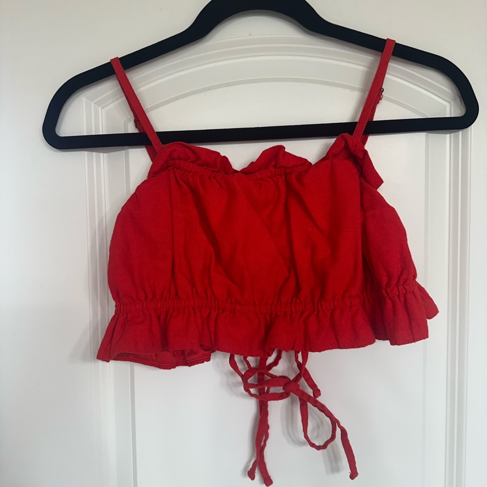 Women’s Linen Tiny Tank Top / Red / Medium